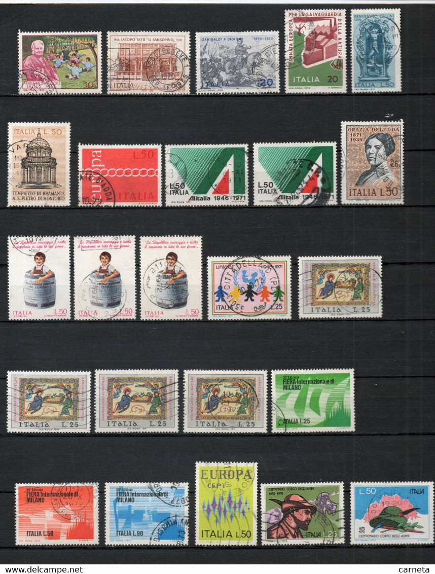 ITALIE  N° LOT DE 919 TIMBRES OBLITERES  ( 21 SCANS )  COTE  196.55€