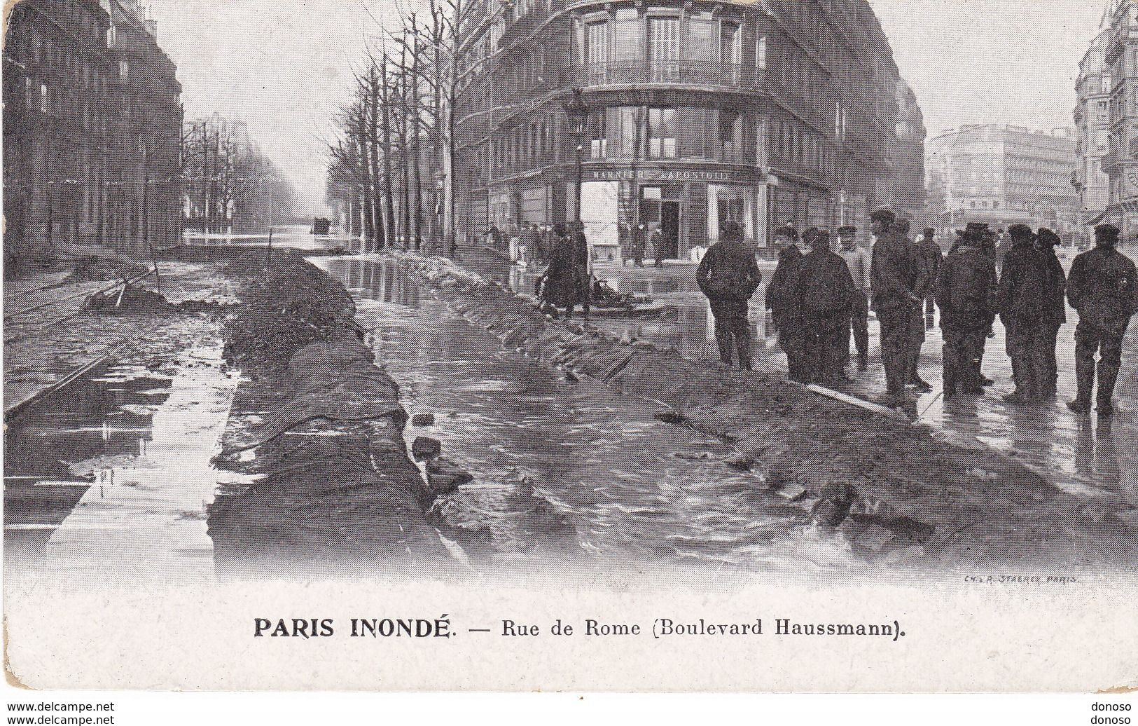 PARIS Inondé Rue De Rome, Boulevard Haussmann Non  Circulé - Überschwemmung 1910