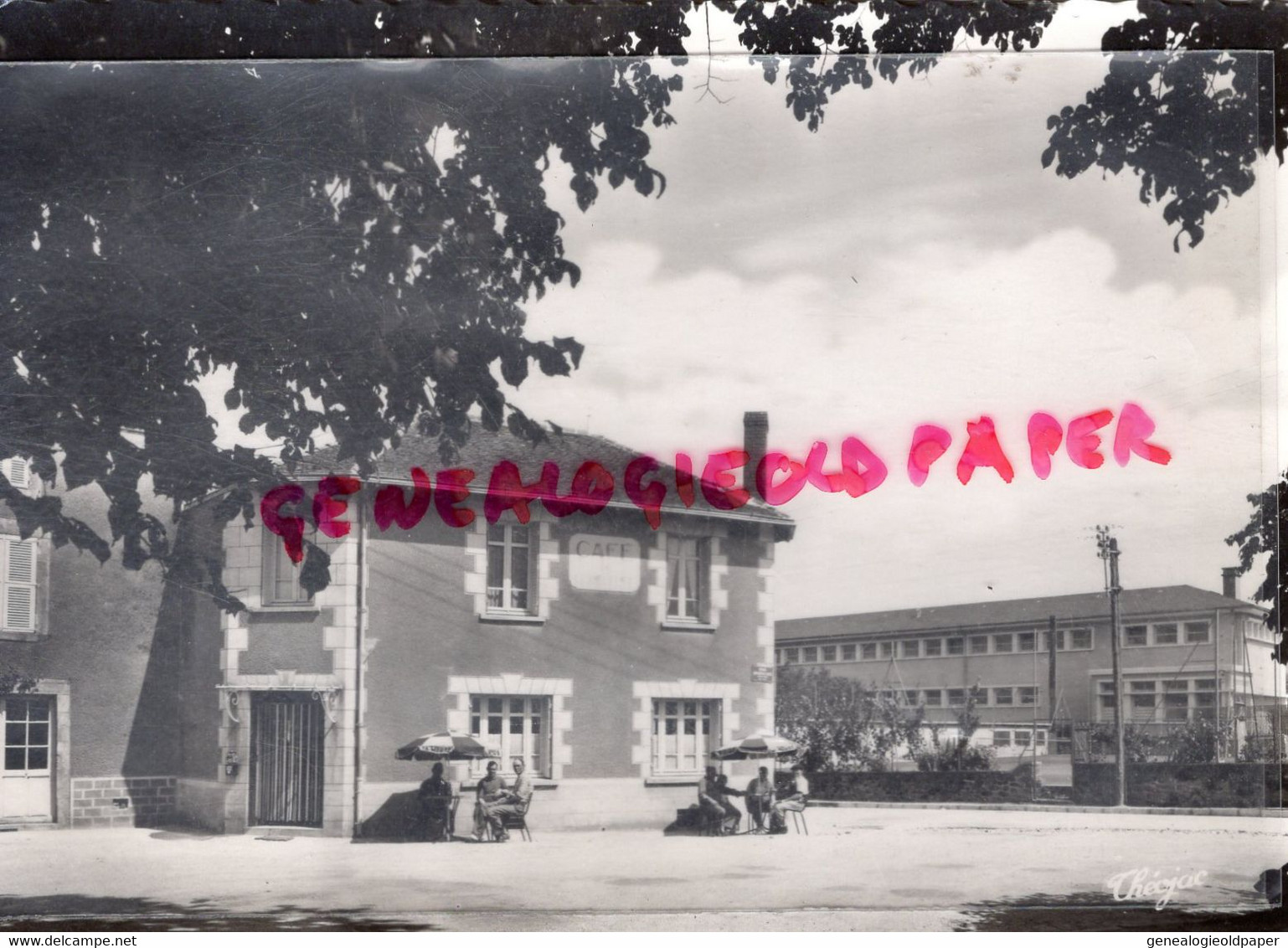 87- BESSINES SUR GARTEMPE- CAFE DU CHAMP DE FOIRE TENNIS ET GROUPE SCOLAIRE - ECOLE- THEOJAC LIMOGES N° 14-28 - Bessines Sur Gartempe