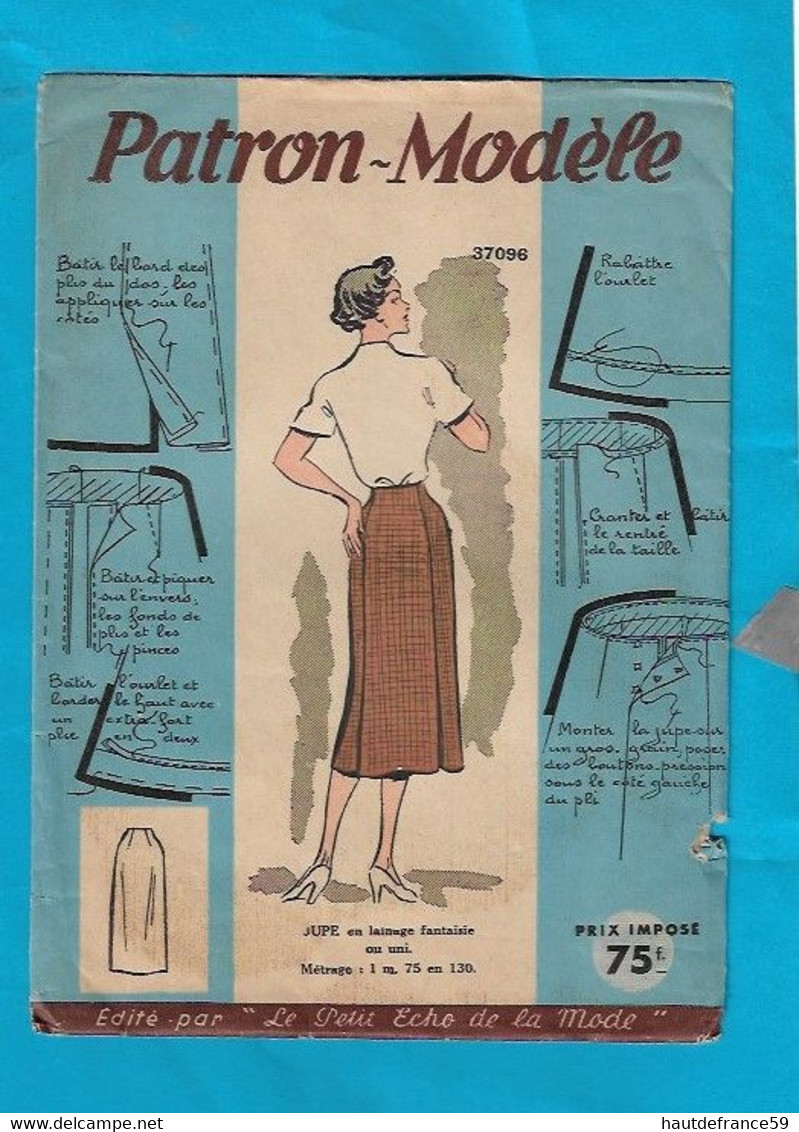 Ancien PATRON Modèle  JUPE Manequin 44 37096  - édité  Par Le Petit Echo De La Mode , Bande De Garantie - Patterns