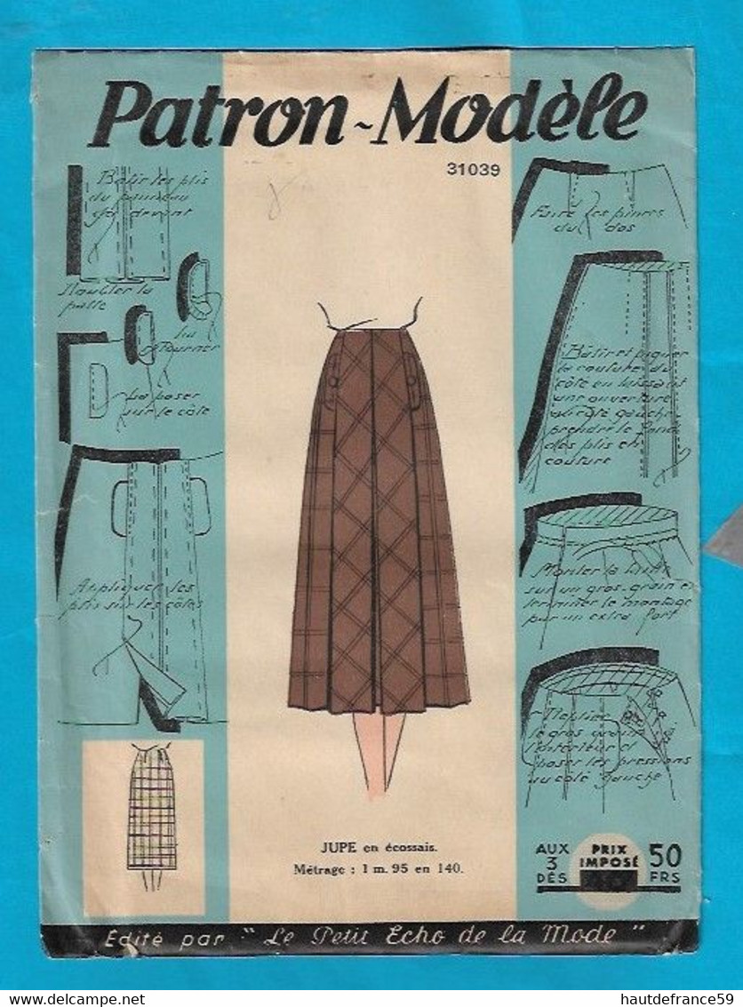 Ancien PATRON Modèle  JUPE Manequin 44 31039   - édité  Par Le Petit Echo De La Mode , Bande De Garantie - Patterns