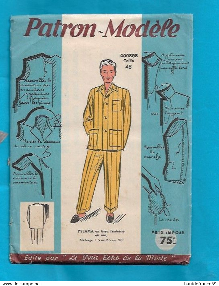 Ancien PATRON Modèle   PYJAMA   Manequin 48    400898     - édité  Par Le Petit Echo De La Mode , Bande De Garantie - Patterns