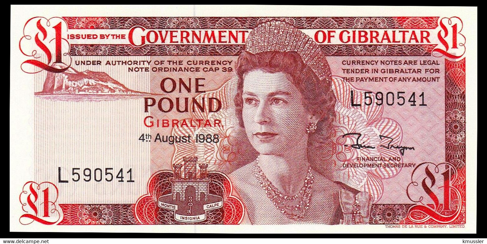 # # # Banknote Gibraltar 1 Pound 1988 UNC # # # - Gibraltar