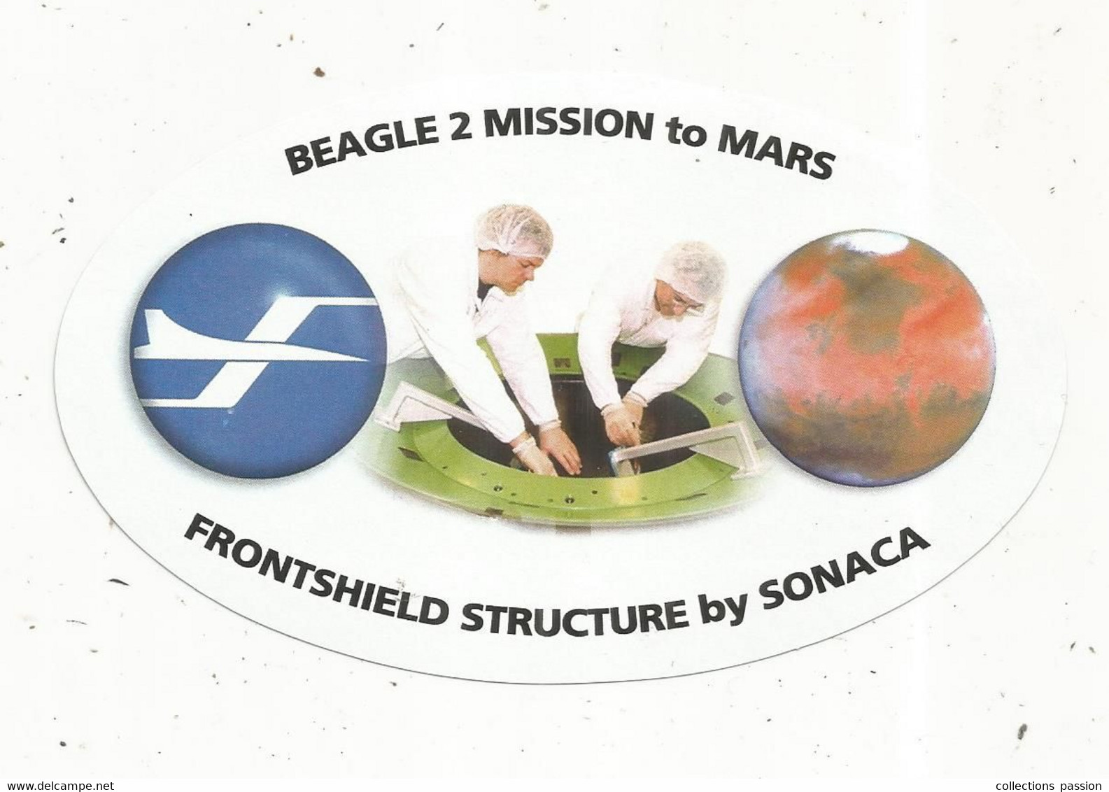 Autocollant , 140 X 85 Mm, Aviation , Beagle 2 Mission To MARS , Frontshield Structure By SONACA - Autocollants