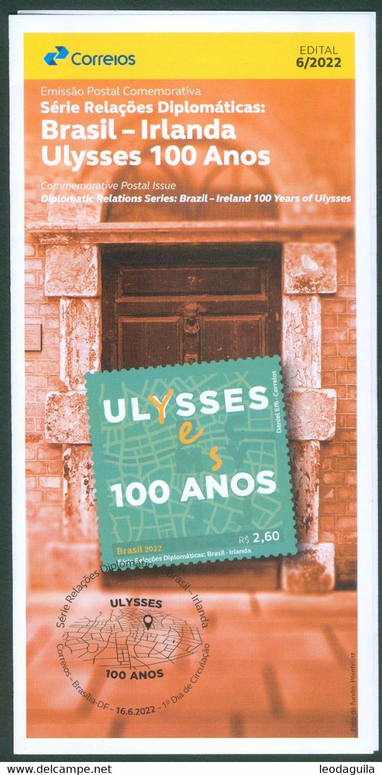 BRAZIL 2022 - Brazil And Ireland – First Publication Of The Novel Ulysses - EDICT Nª 06/2022 - Lettres & Documents