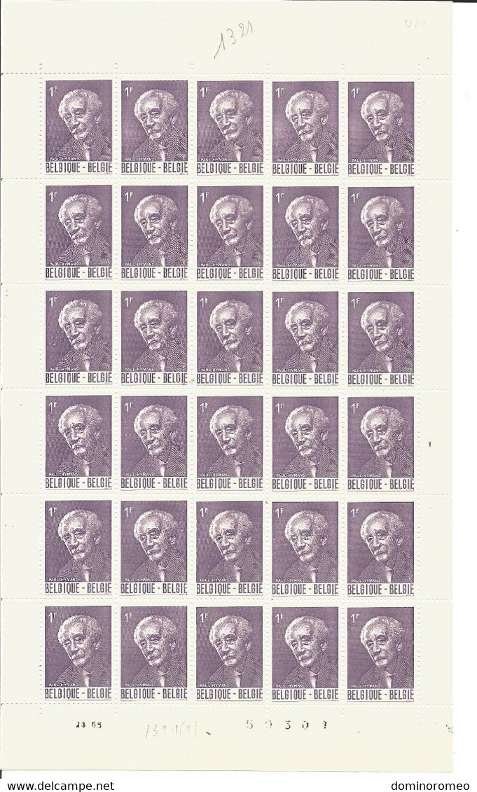 OCB 1321  Postfris Zonder Scharnier **  Volledig Vel ( Plaatnummer 1 ) - 1961-1970