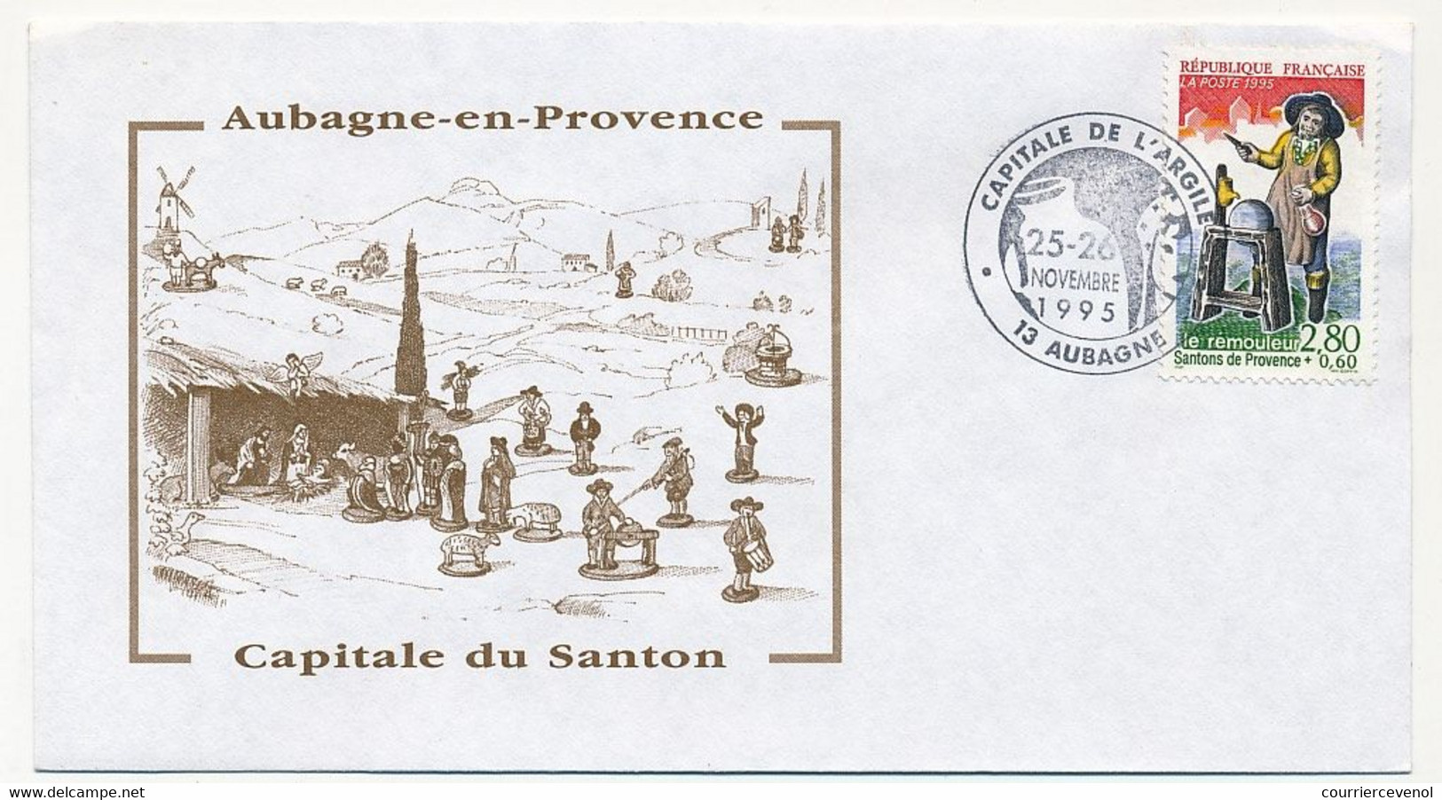 FRANCE - 6 Enveloppes Série Santons De Provence -  Obl P.J "Aubagne Capitale De L'Argile" 25/26 Nov 1995 - Brieven En Documenten