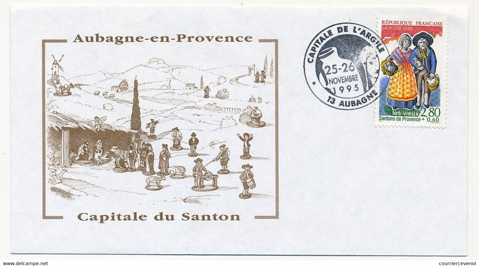 FRANCE - 6 Enveloppes Série Santons De Provence -  Obl P.J "Aubagne Capitale De L'Argile" 25/26 Nov 1995 - Lettres & Documents