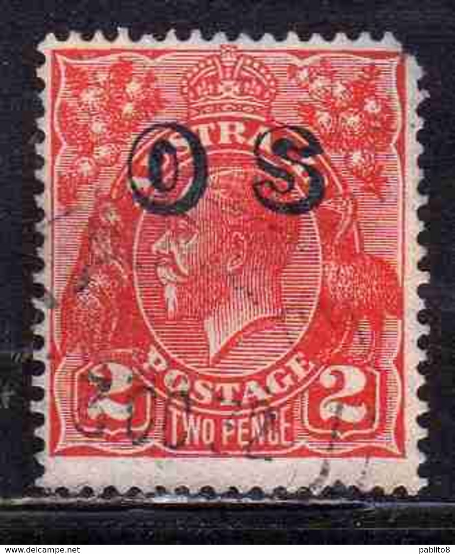 AUSTRALIA 1932 1933 OFFICIAL STAMPS OS OVERPRINTED KING GEORGE V 2p USATO USED OBLITERE' - Dienstmarken