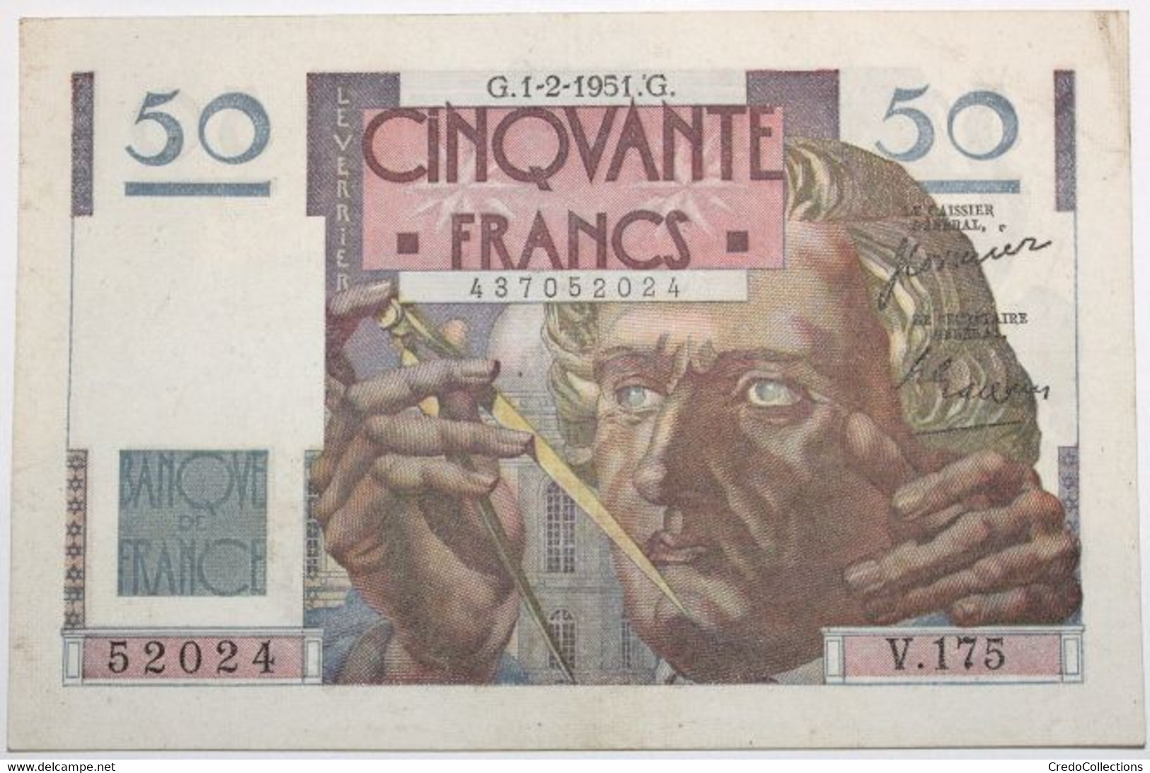 France - 50 Francs - 1-2-1951 - PICK 127c.2 / F20.17 - TTB+ - 50 F 1946-1951 ''Le Verrier''