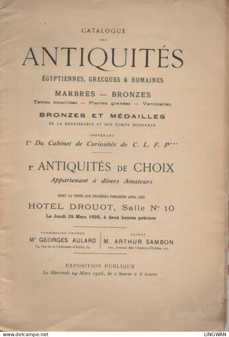 Catalogue Des ANTIQUITES Egyptiennes Grecques Et Romaines Du Cabinet De Curiosités De C.L.F.P**** . Antiquités De Choix - Livres & Logiciels