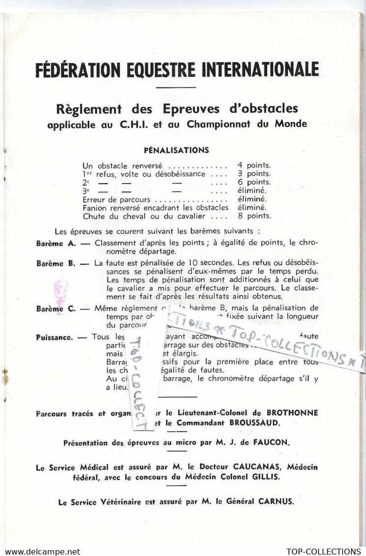 1953 HIPPISME PROGRAMME FETE MONDIALE DU CHEVAL  32 PAGES + COUVERTURE 4 PAGES CARTONNEE B.E.V.SCANS - Programmi