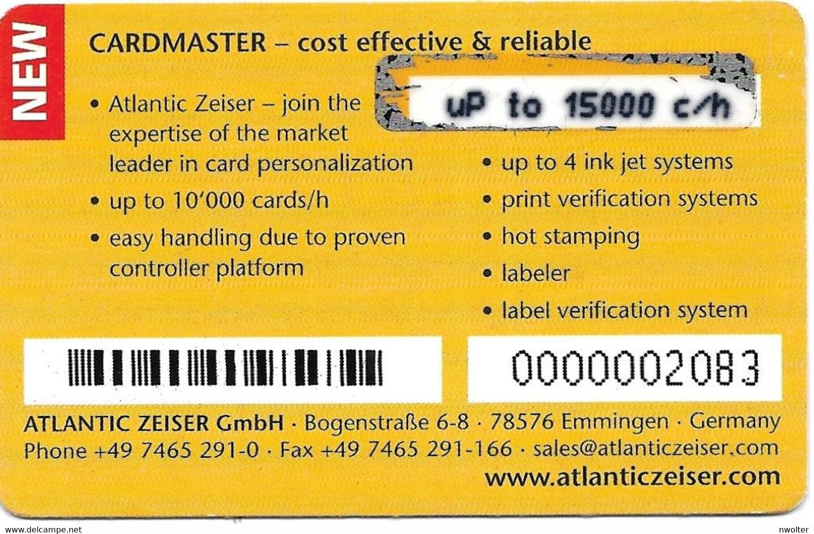 @+ Carte Demonstration  Atlantic Zeiser - Money Pre-paid - Ausstellungskarten