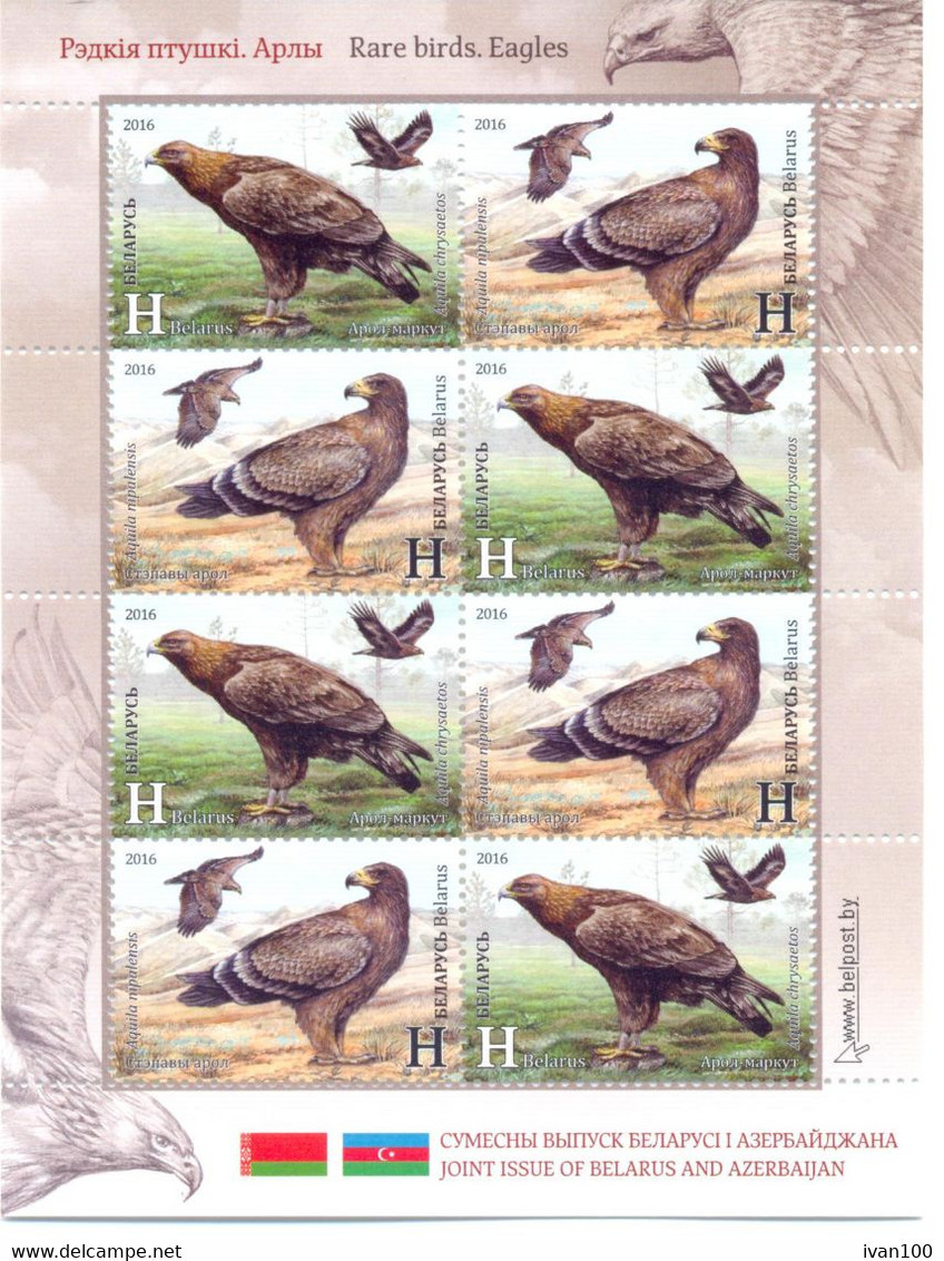 2016. Belarus, Rare Birds, Eagles, Sheetlet,  Joint Issue With Azerbaijan, Mint/** - Belarus