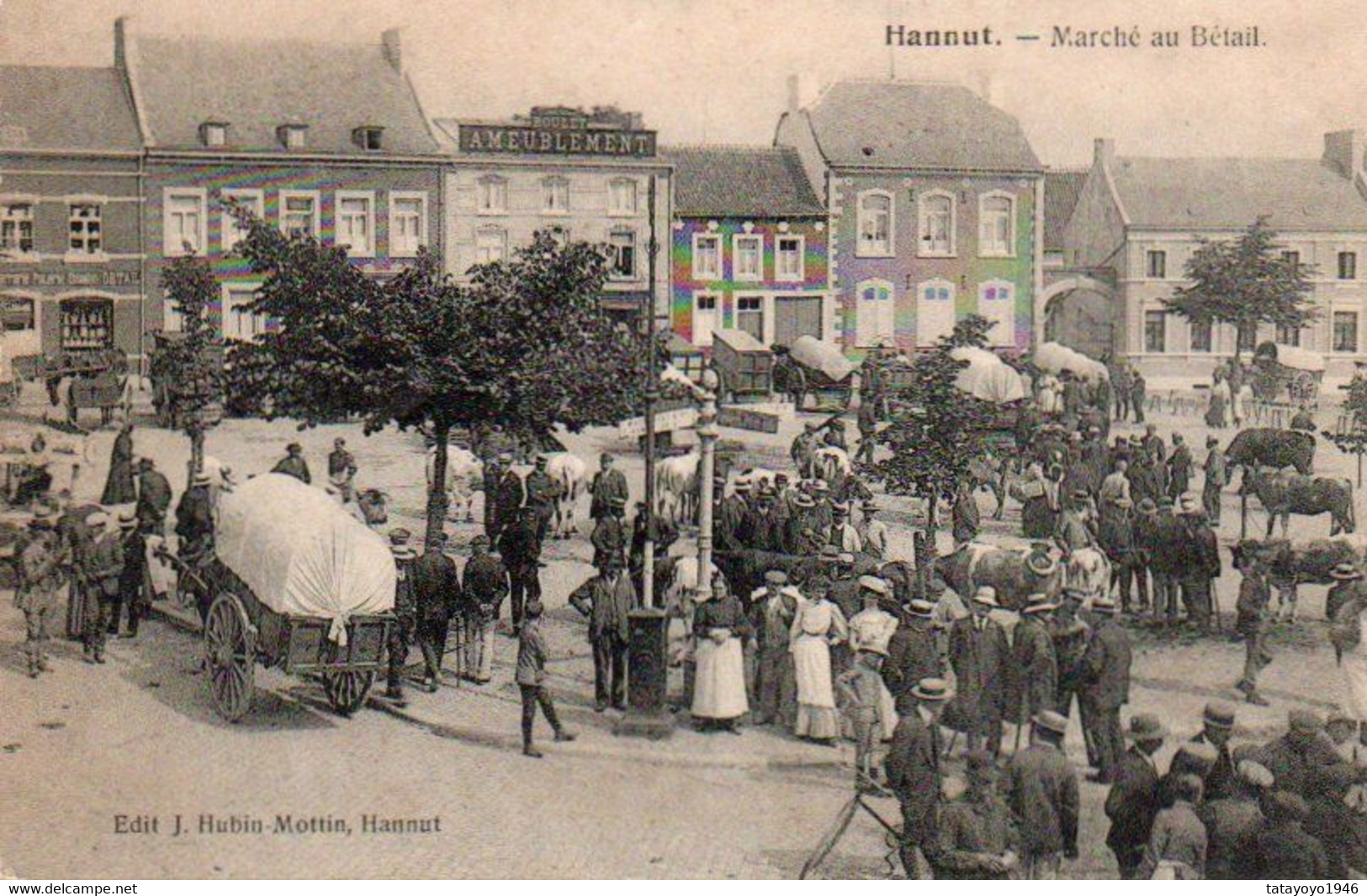 Hannut Marché Au Bétail Super Animée Voyagé En 1920 - Hannut