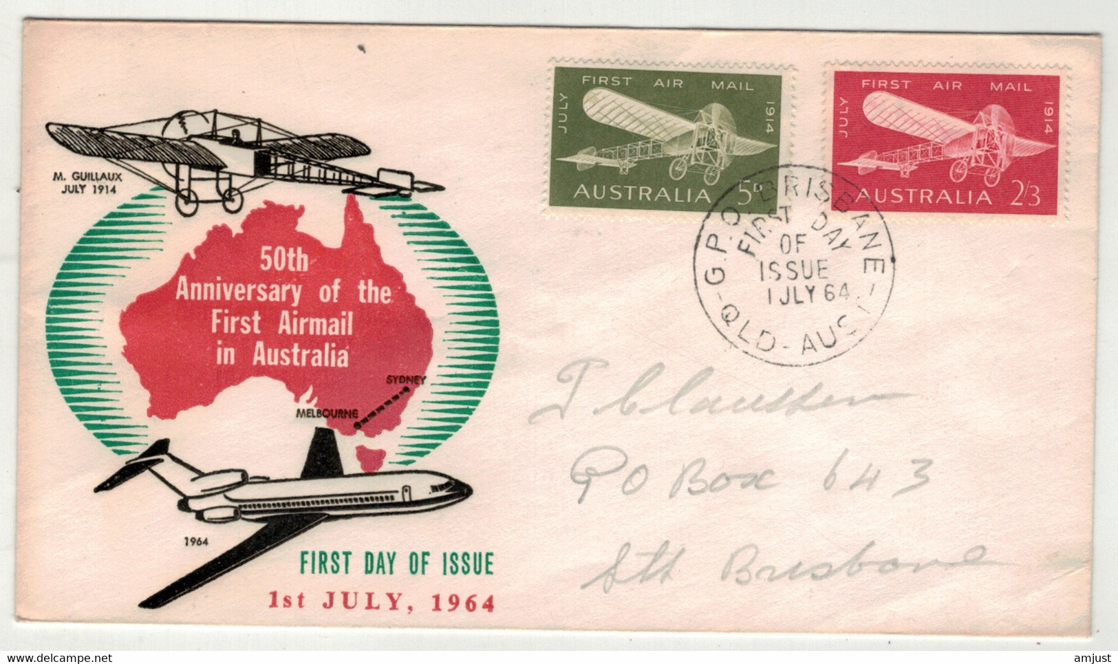 Australie // Poste Aérienne //  Lettre 1er Jour 1.07.1964 - Storia Postale