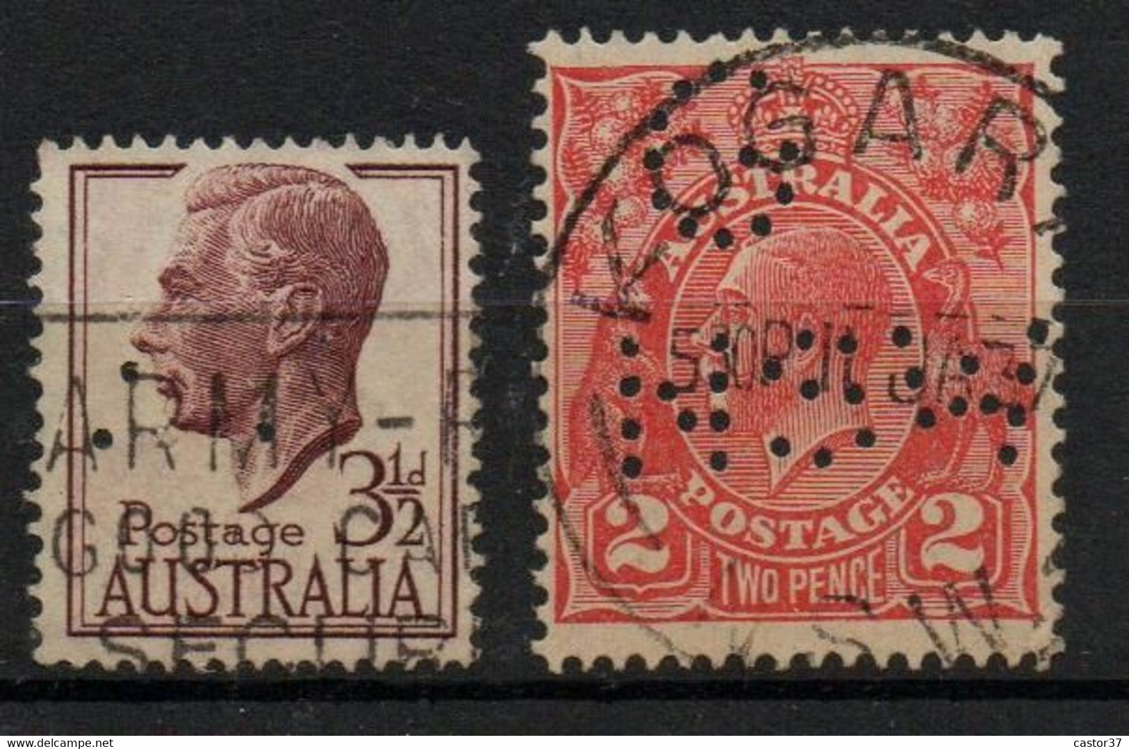 Australie Perforés Perfins Free Shipping - Perforés