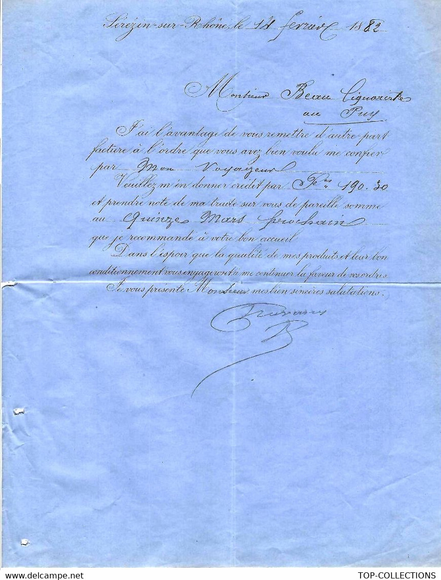 1882 DISTILLATEUR PARFUMS DISTILLATION Pour Liqueurs Chavany Serezin Sur Rhone (Isère) Pour Beau Le Puy En Velay (Haute - Programmes