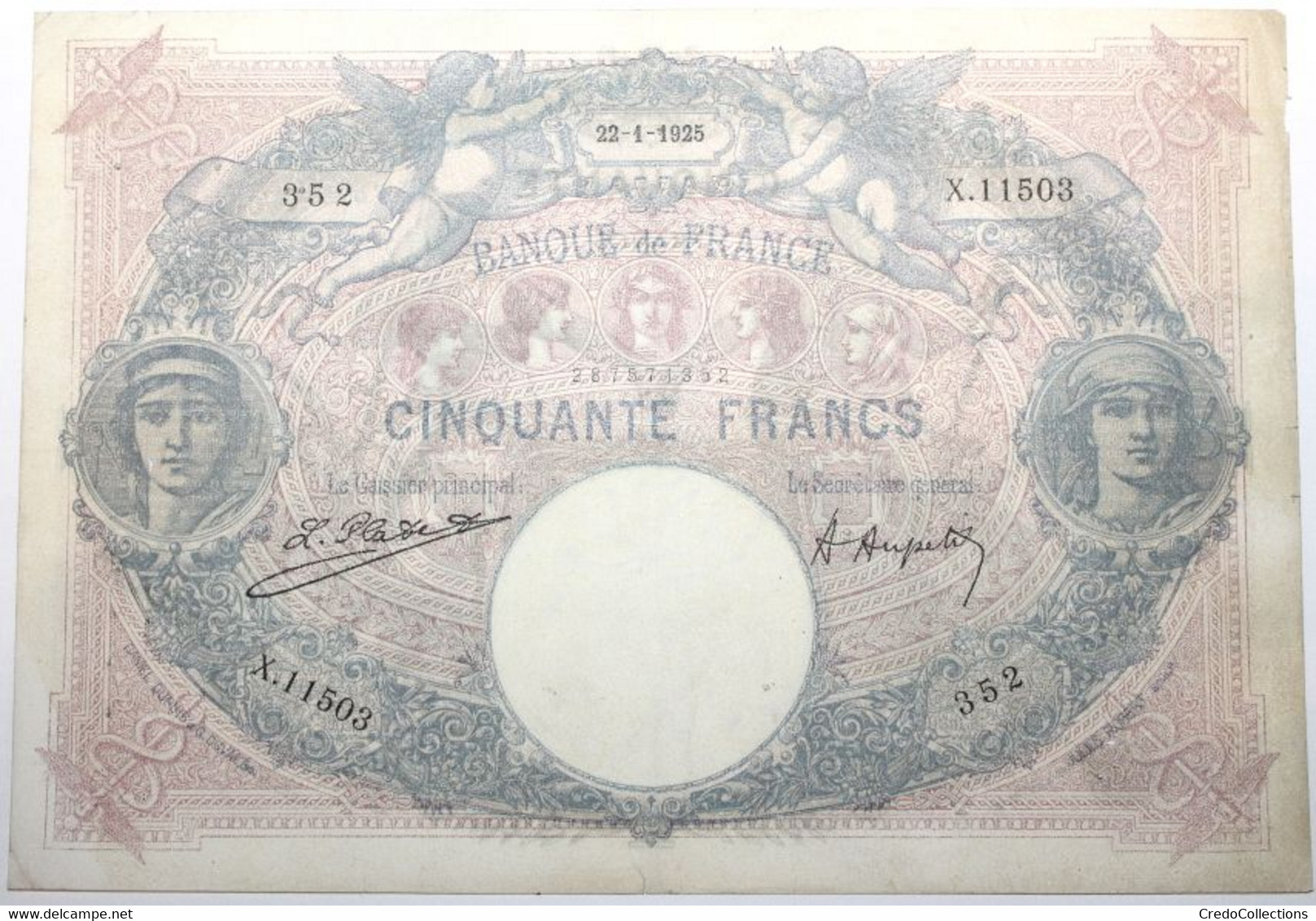 France - 50 Francs - 22-1-1925 - PICK 64g.2 / F14.38 - TB - 50 F 1889-1927 ''Bleu Et Rose''