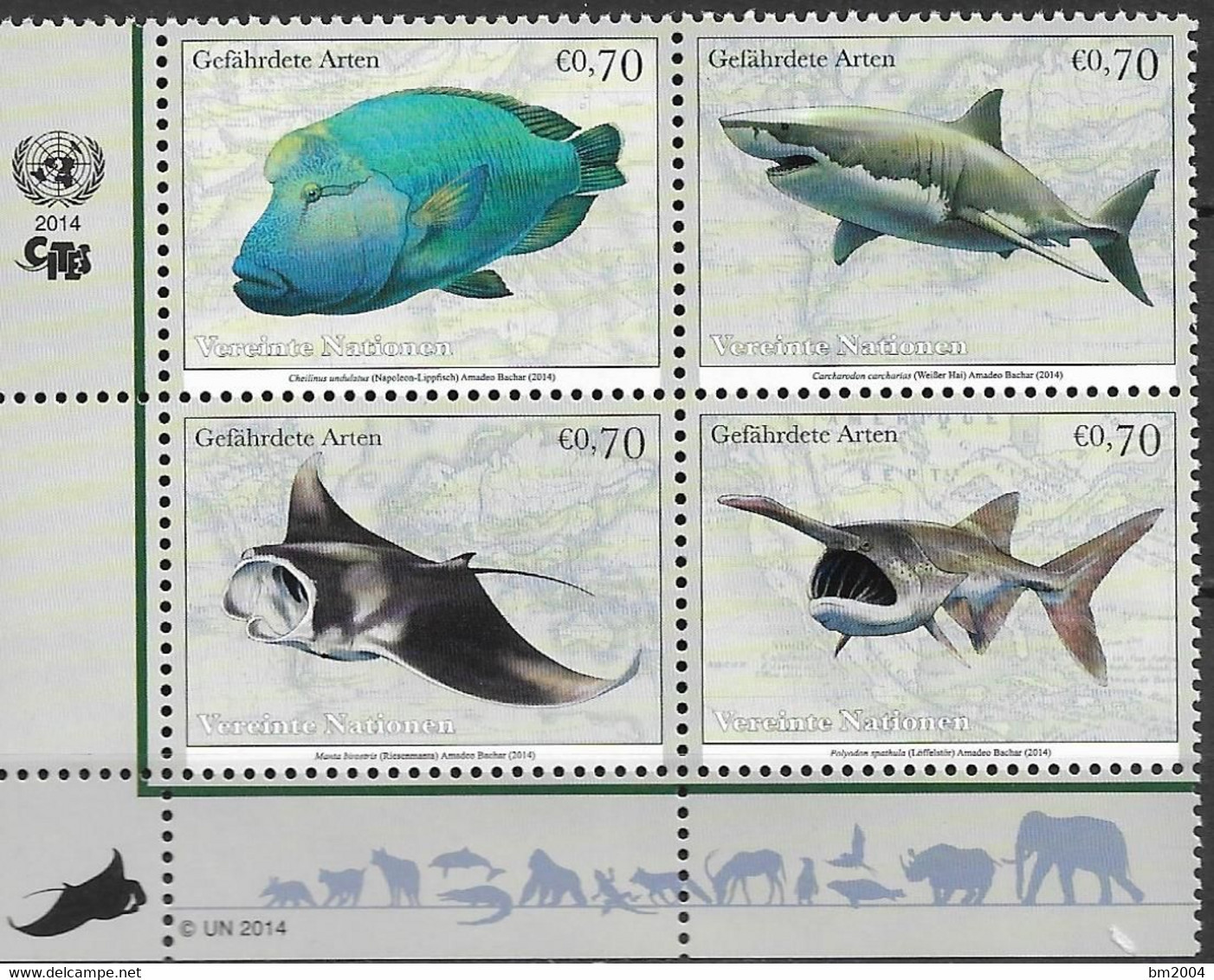 2014 UNO Wien  MI. 844-7**MNH   Gefährdete Arten : Fische - Nuevos