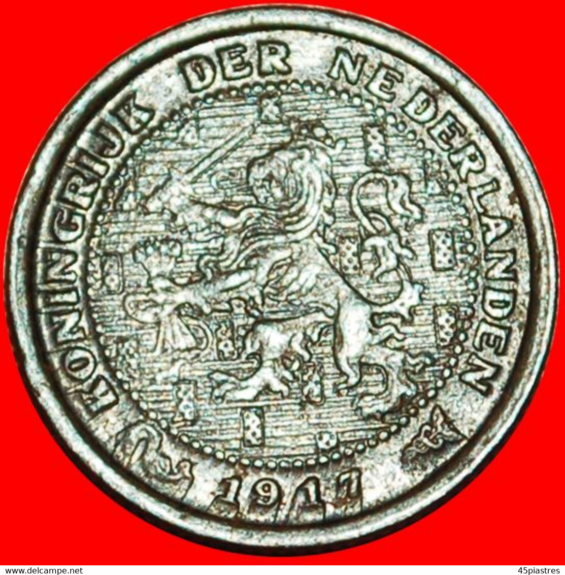 * RAMPANT LION (1909-1940): NETHERLANDS ★ 1/2 CENT 1917! WILHELMINA (1890-1948)! ★LOW START ★ NO RESERVE! - 0.5 Cent