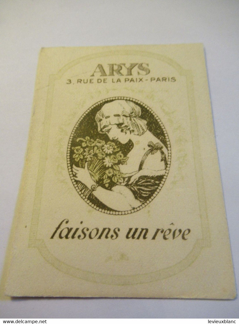 2 Petites Cartes Publicitaires Parfumées/ ARYS, 2 Rue De La Paix Paris/Fox-Trot/ Faisons Un Rêve/Vers 1920   PARF240 - Profumeria Antica (fino Al 1960)