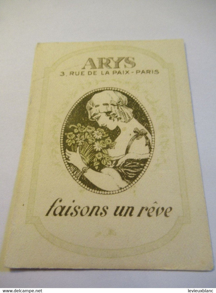 2 Petites Cartes Publicitaires Parfumées/ ARYS, 2 Rue De La Paix Paris/Fox-Trot/ Faisons Un Rêve/Vers 1920   PARF240 - Anciennes (jusque 1960)