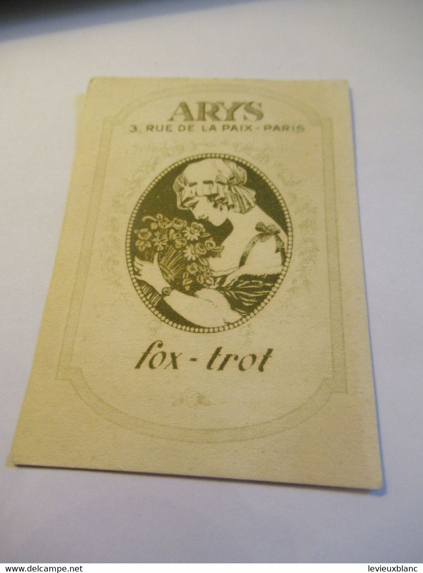 2 Petites Cartes Publicitaires Parfumées/ ARYS, 2 Rue De La Paix Paris/Fox-Trot/ Faisons Un Rêve/Vers 1920   PARF240 - Antiguas (hasta 1960)