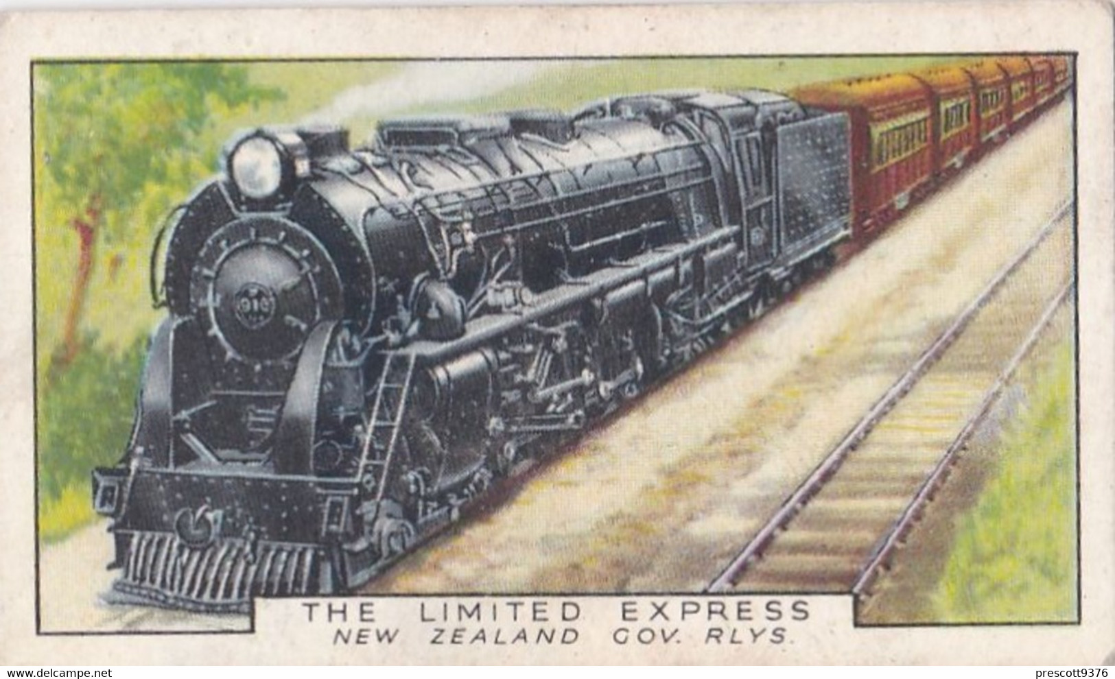 Trains Of The World 1937 - 28 Limited Express, New Zealand Rwy - Gallaher Cigarette Card - Original - Gallaher