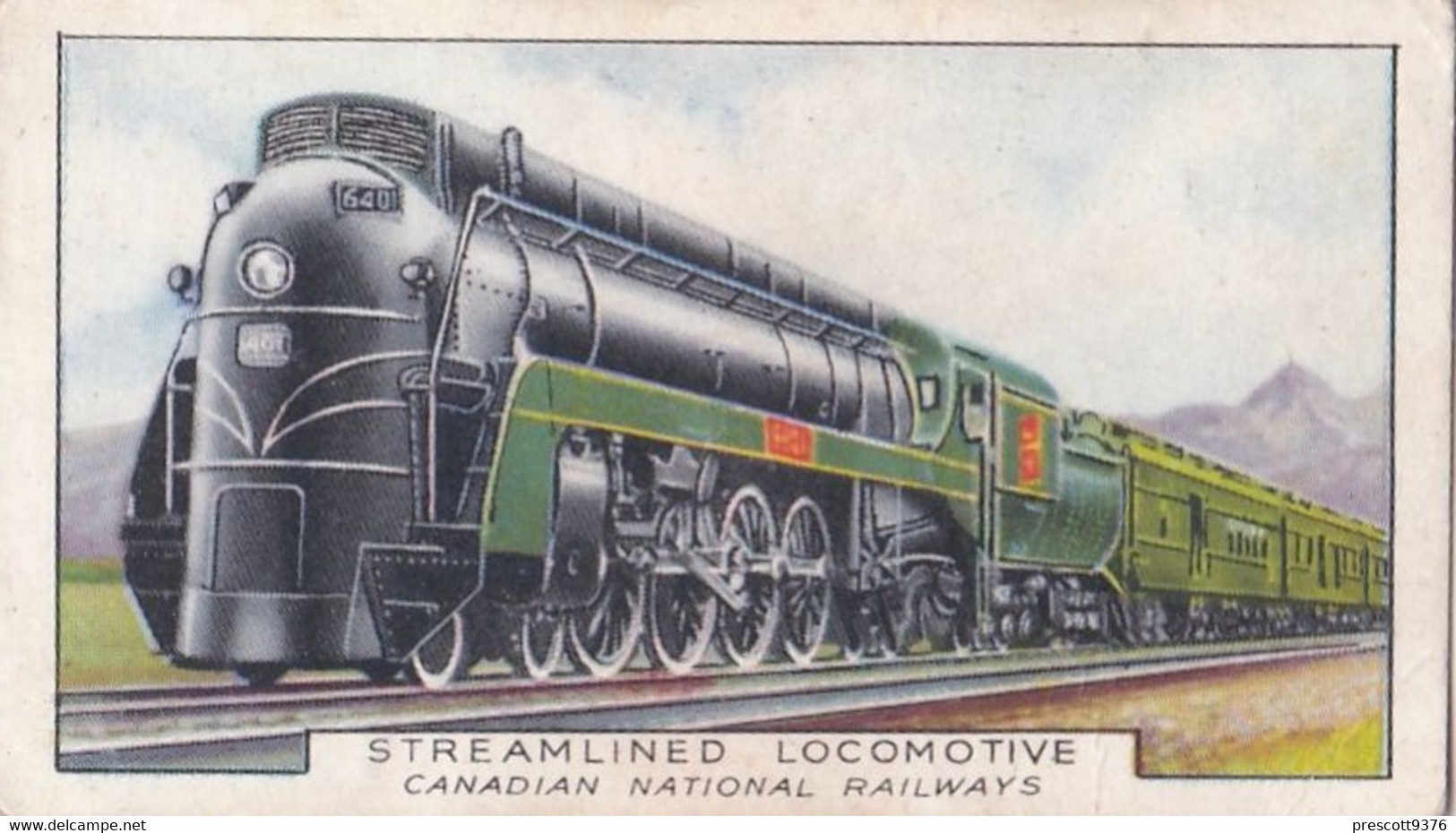 Trains Of The World 1937 - 27 Streamlined Loco, Canadian Ntl Rlwy - Gallaher Cigarette Card - Original - Gallaher