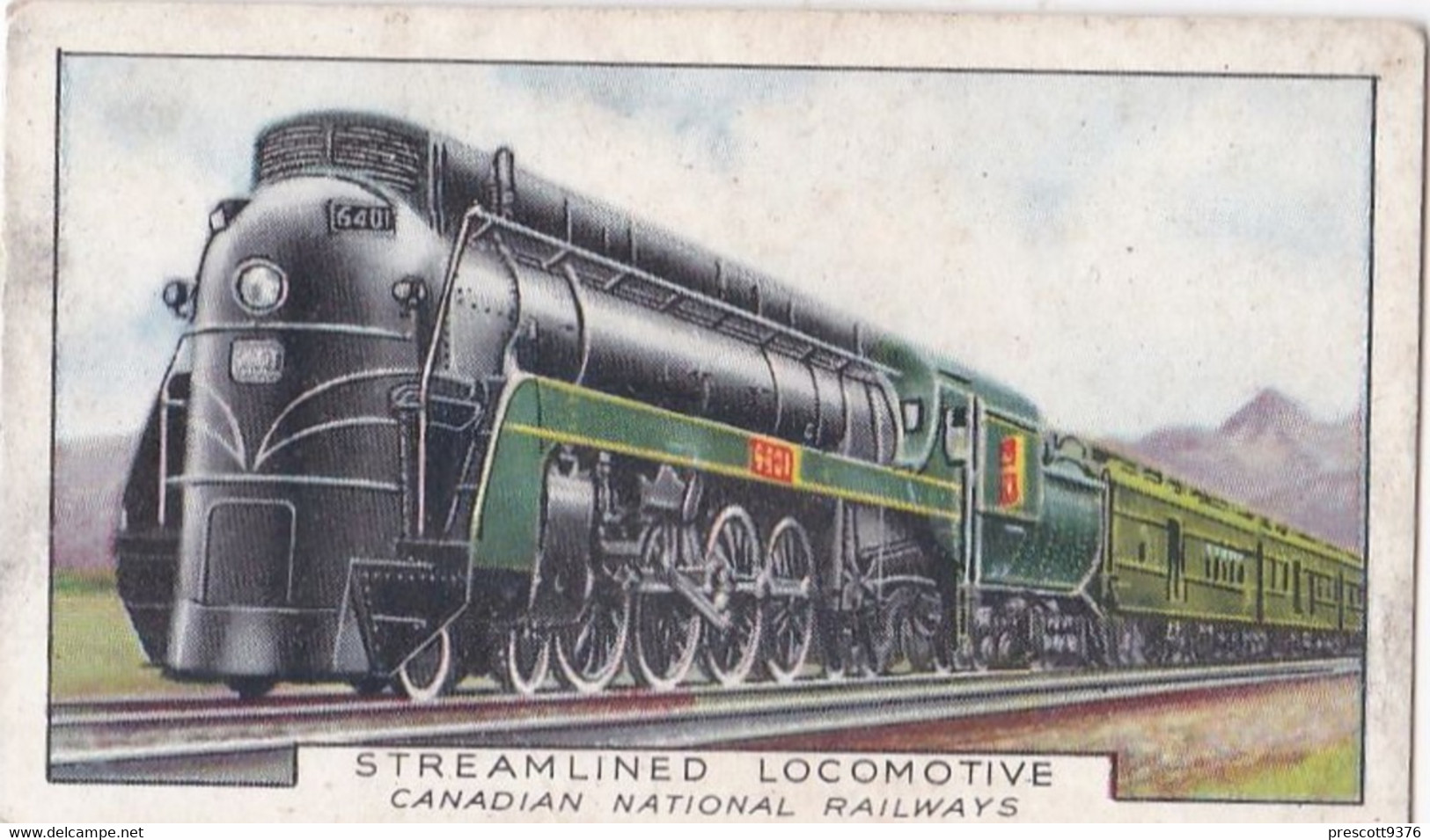 Trains Of The World 1937 - 27 Streamlined Loco, Canadian Ntl Railway - Gallaher Cigarette Card - Original - Gallaher