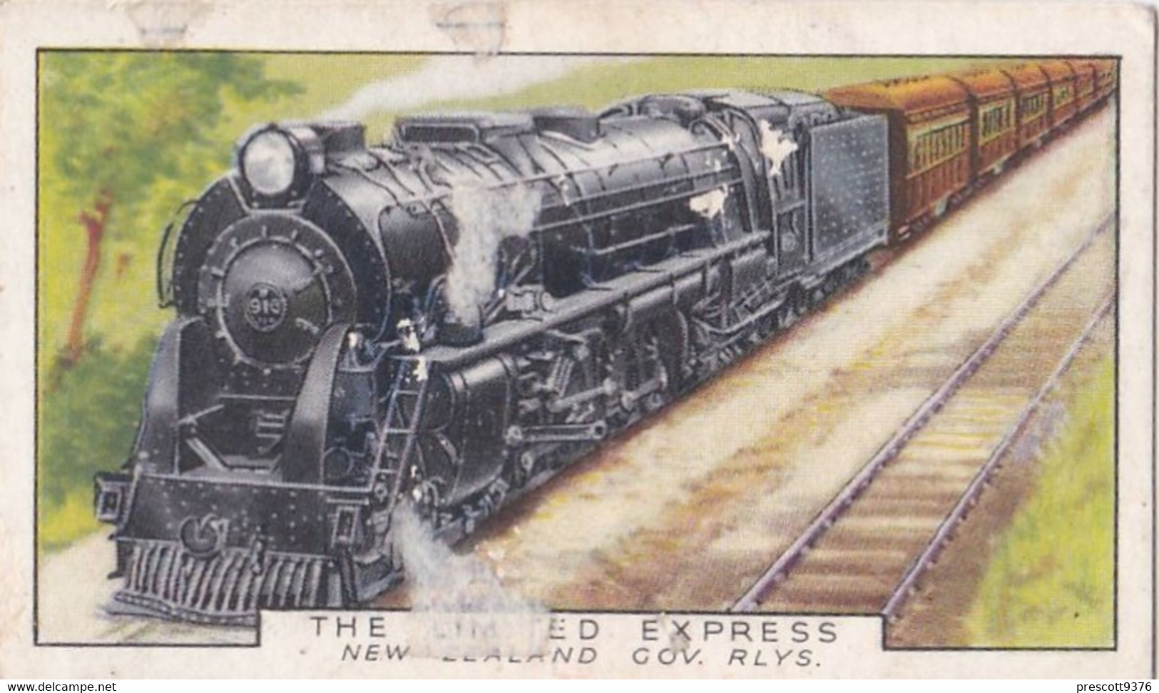 Trains Of The World 1937 - 28 Limited Express NZ Railways - Gallaher Cigarette Card - Original - Gallaher