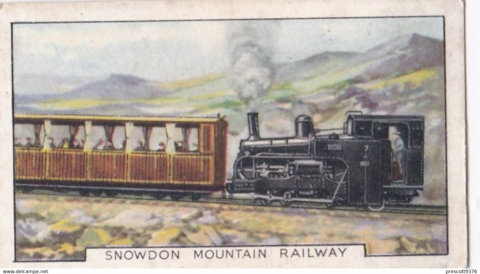 Trains Of The World 1937 - 23 Snowden Mountain Railway, North Wales - Gallaher Cigarette Card - Original - Gallaher