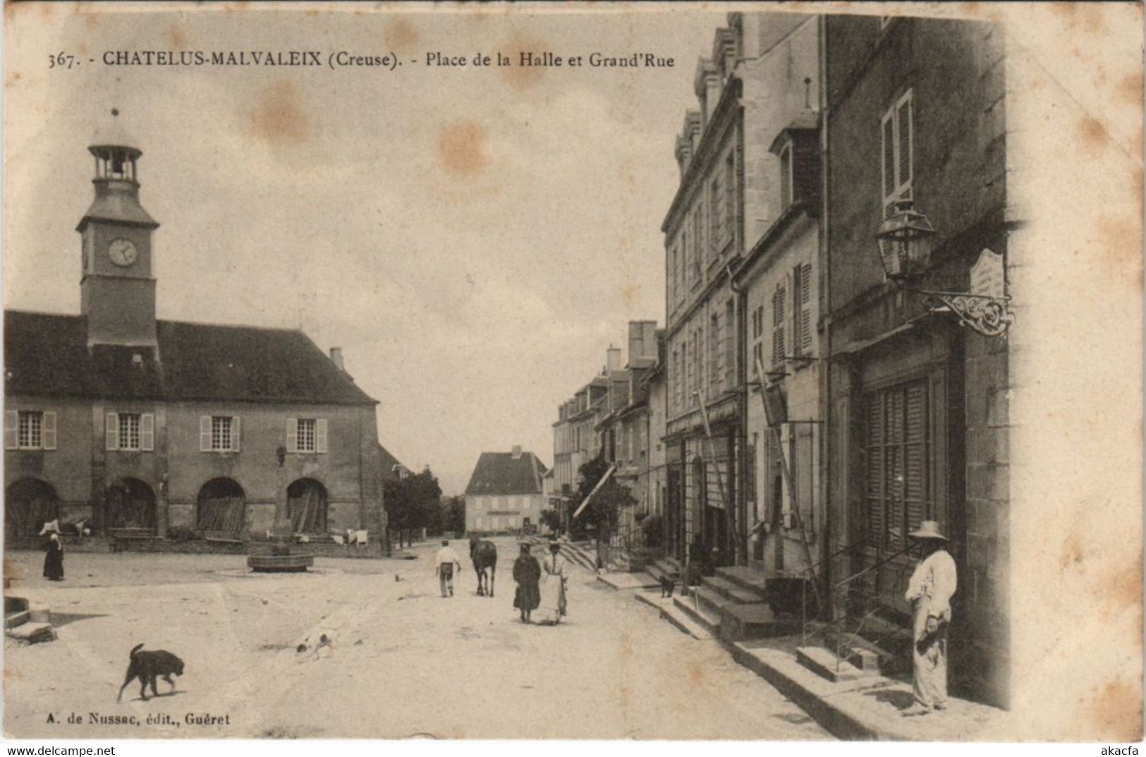 CPA AK CHATELUS-MALVALEIX Place De La Halle Et Grande Rue FRANCE (208622) - Chatelus Malvaleix