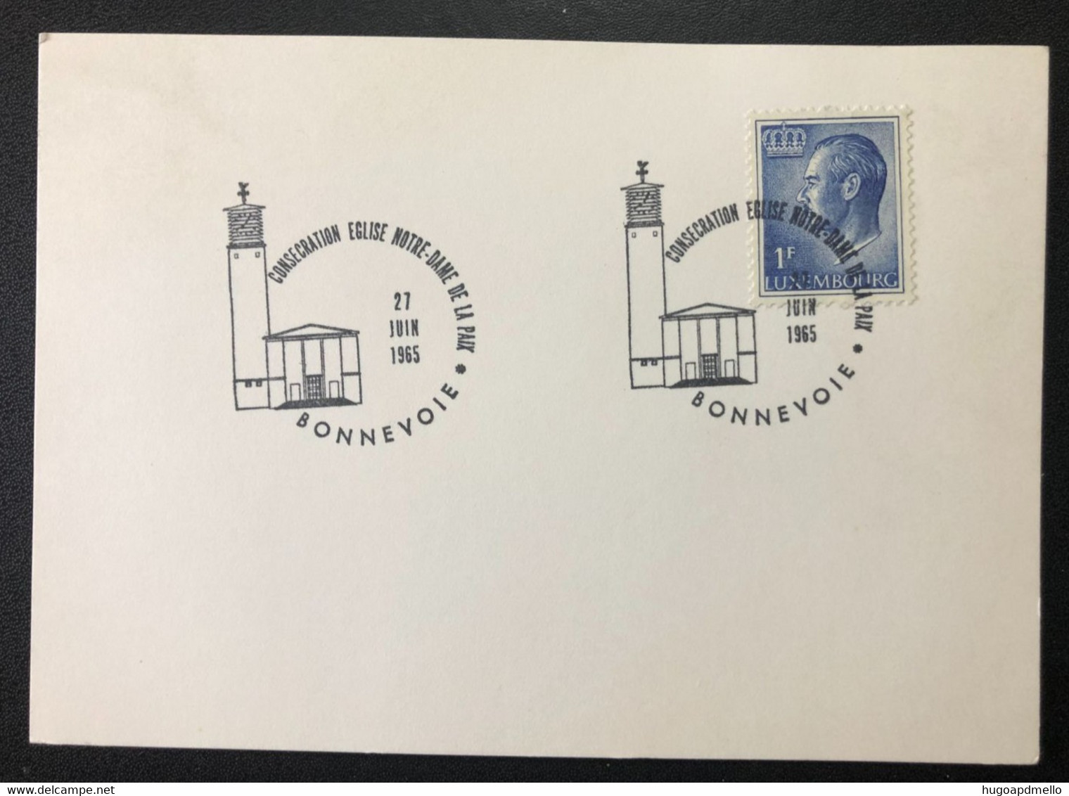 LUXEMBOURG, « BONNEYVOIE », « Consecration Église Notre - Dame Dwe La Paix »,  With Special Postmark, 1965 - Cartas & Documentos