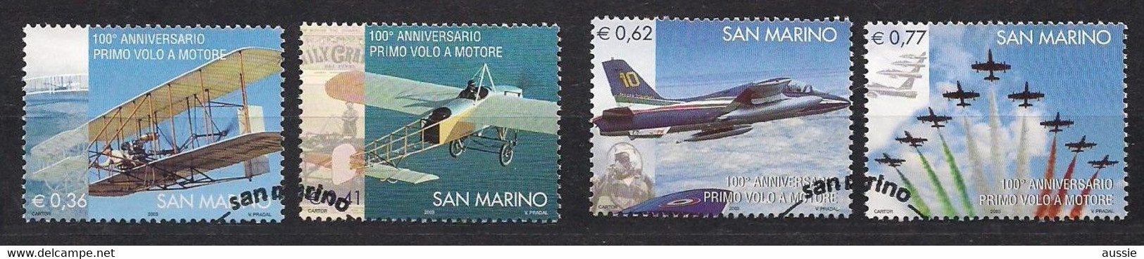 San Marino Saint-Marin 2003 Yvertn° 1888-1891 (°) Oblitéré Used Cote 5,50  € Avions Vliegtuigen Airplanes - Oblitérés