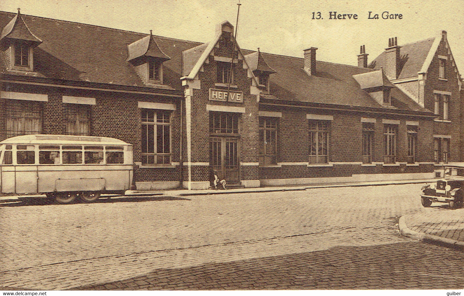 Herve La Gare Du Chemin De Fer N° 13 Car Autobus  Edit. Mathot - Herve