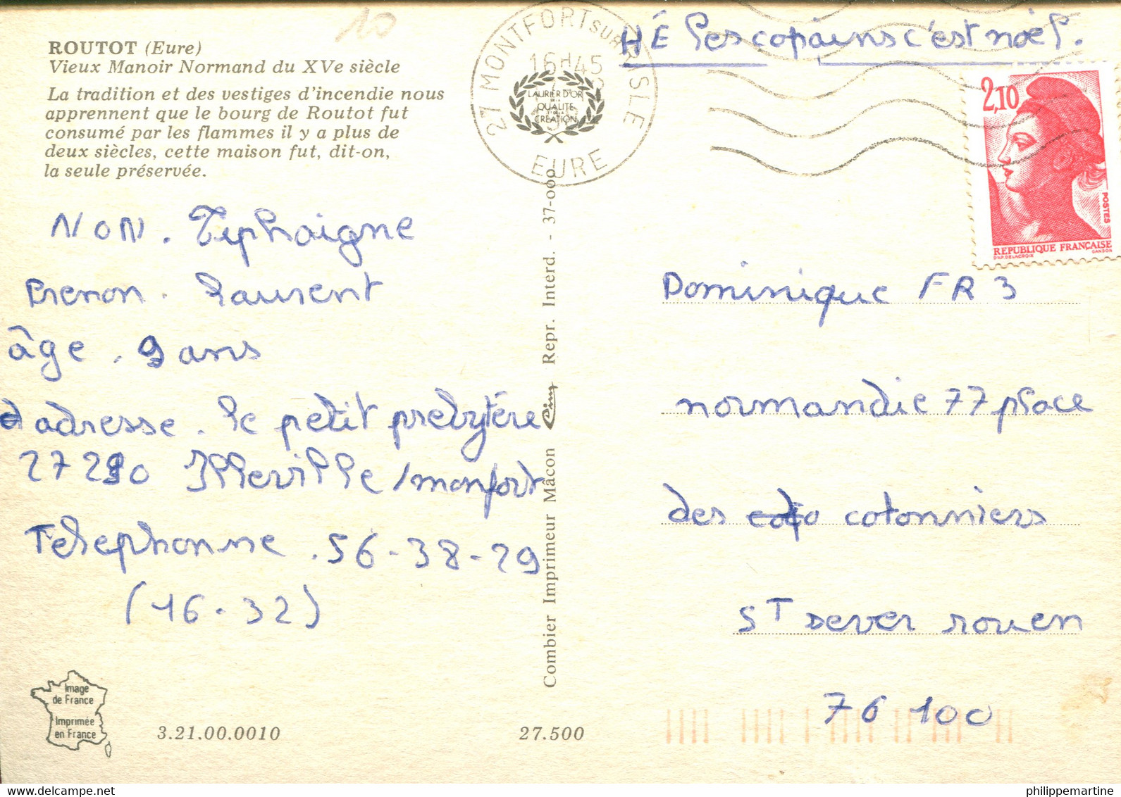 27 - Routot : Vieux Manoir Normand (scan Recto Verso) - Routot