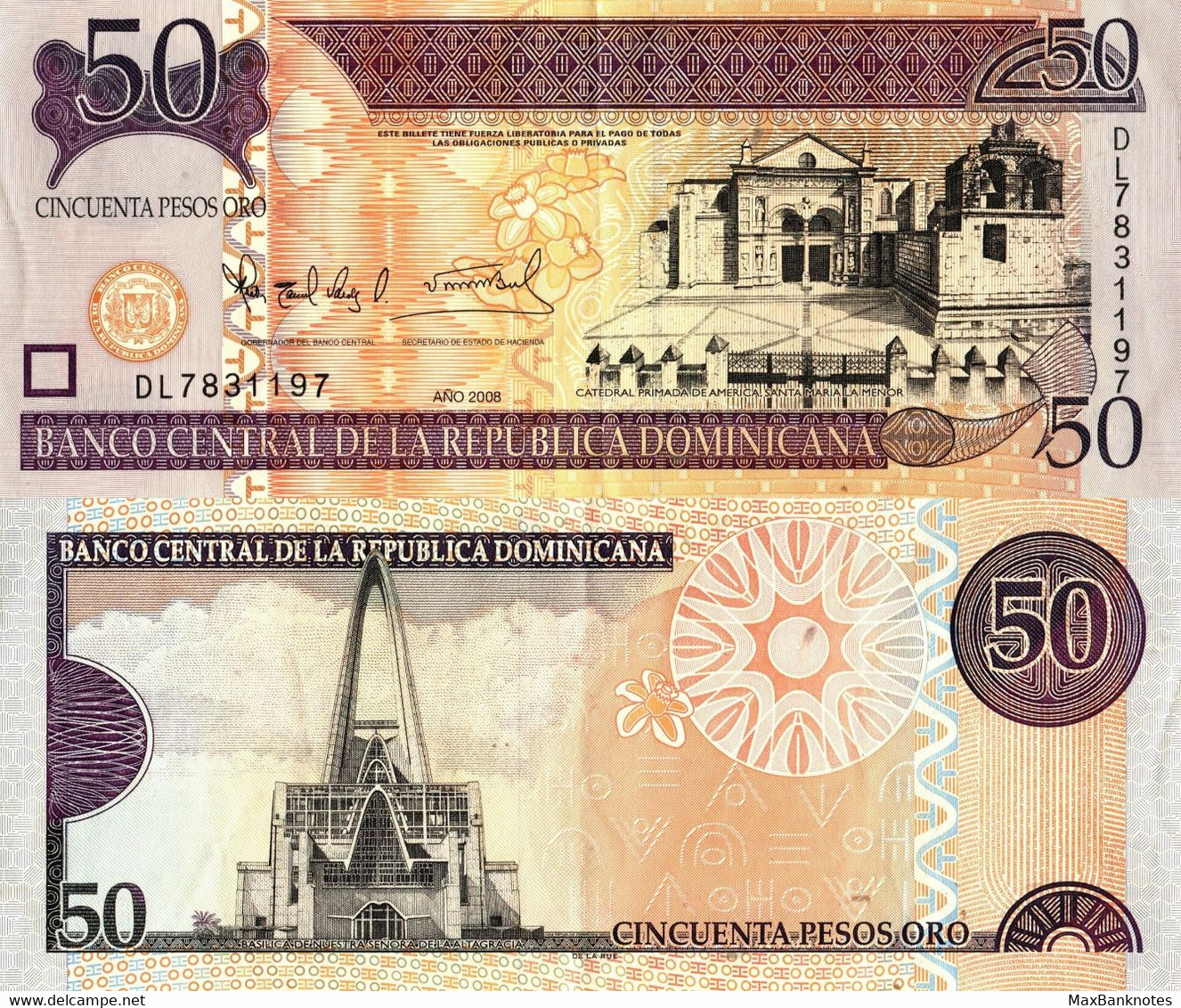 Dominican Rep / 50 Pesos / 2008 / P-176(b) / XF - Dominicana