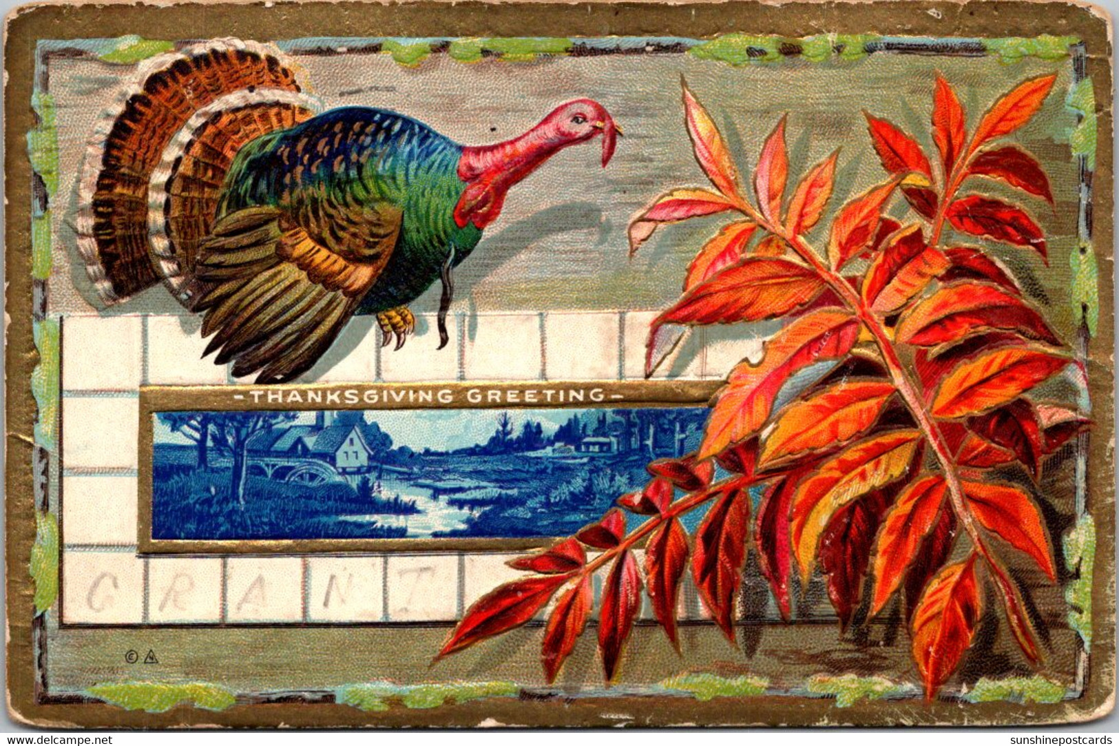 Thanksgiving Greetings With Turkey 1911 - Thanksgiving