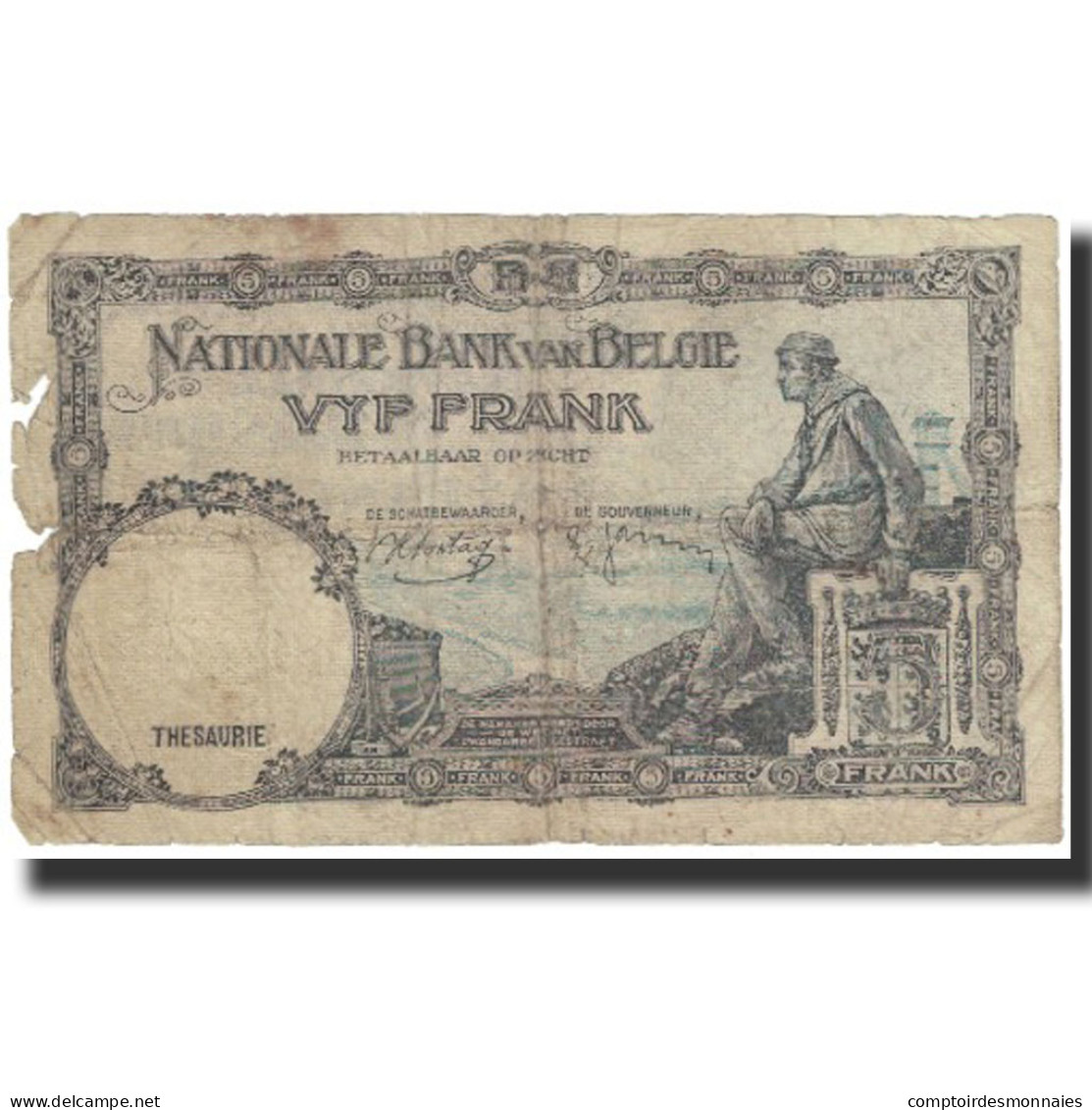 Billet, Belgique, 5 Francs, 1938, 1938-05-10, KM:108a, B - 5 Francs