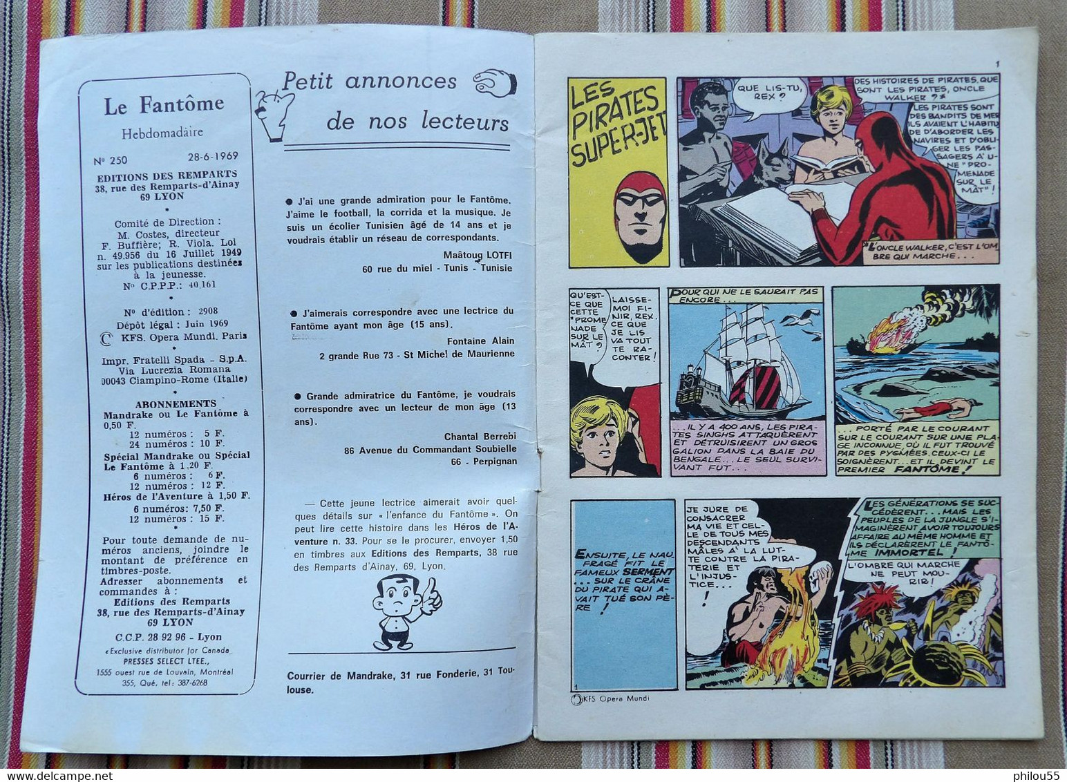 LE FANTOME Hebdomadaire  N° 250 1969 - Phantom