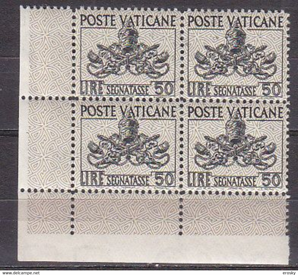 Z2492 - VATICANO Tasse SASSONE N°23 - VATICAN Taxe Yv N°17 ** Quartina Bloc - Segnatasse