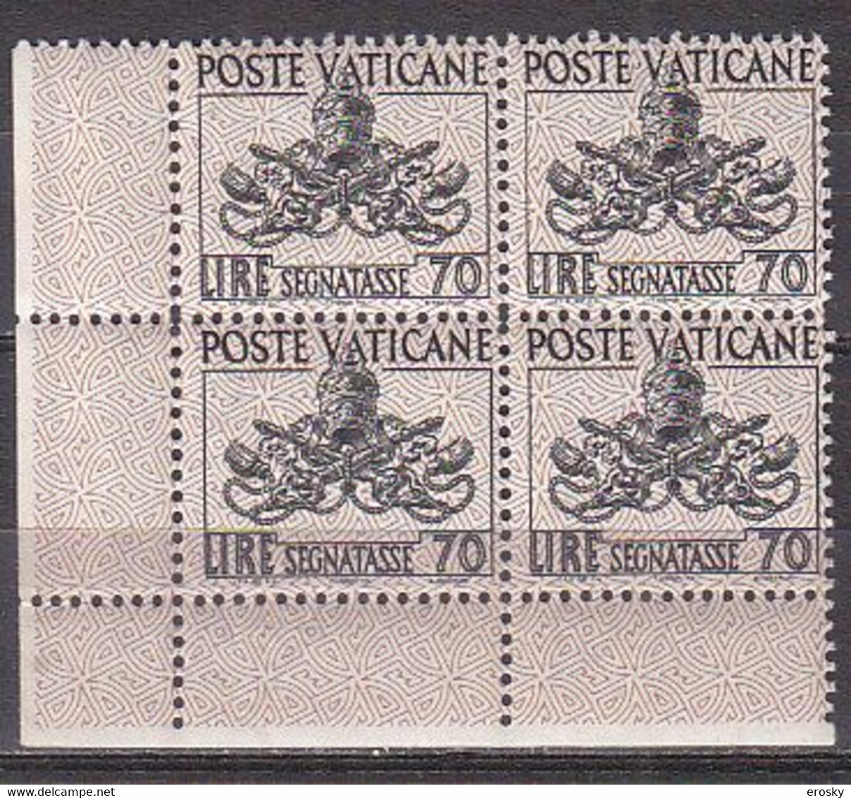 Z2494 - VATICANO Tasse SASSONE N°24 - VATICAN Taxe Yv N°18 ** Quartina Bloc - Taxes