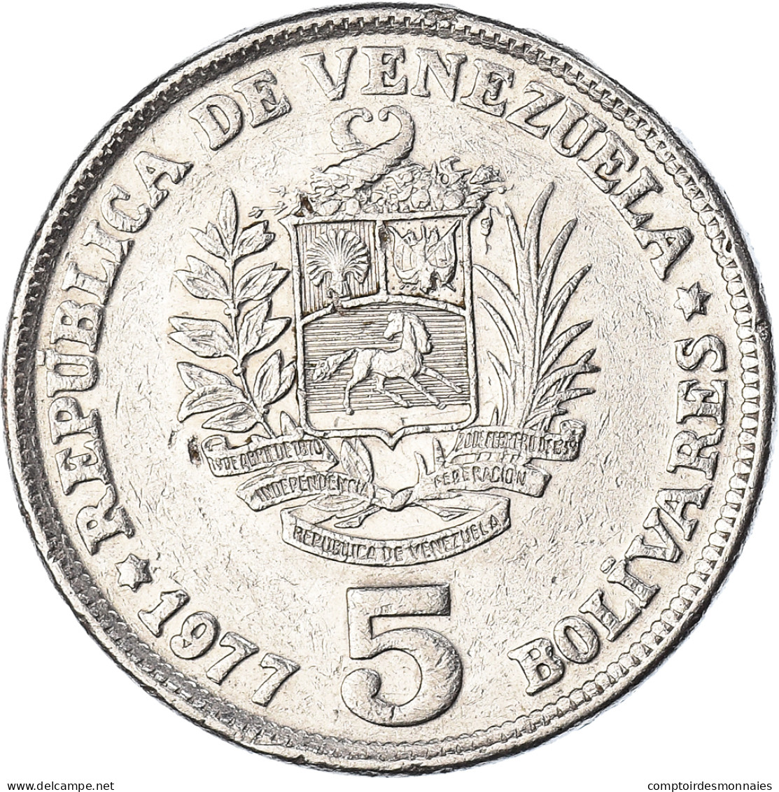 Monnaie, Venezuela, 5 Bolivares, 1977, TTB, Nickel, KM:53.1 - Venezuela