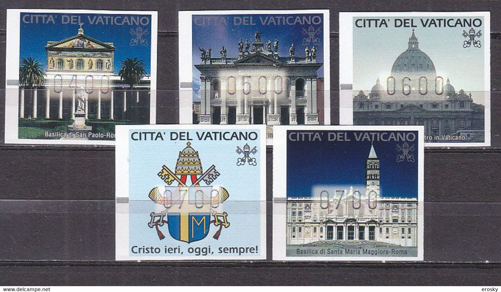 Z2503 - VATICANO Autimatici SASSONE N°1/5 - VATICAN Distributeurs Yv N°1/5 ** - Maschinenstempel (EMA)