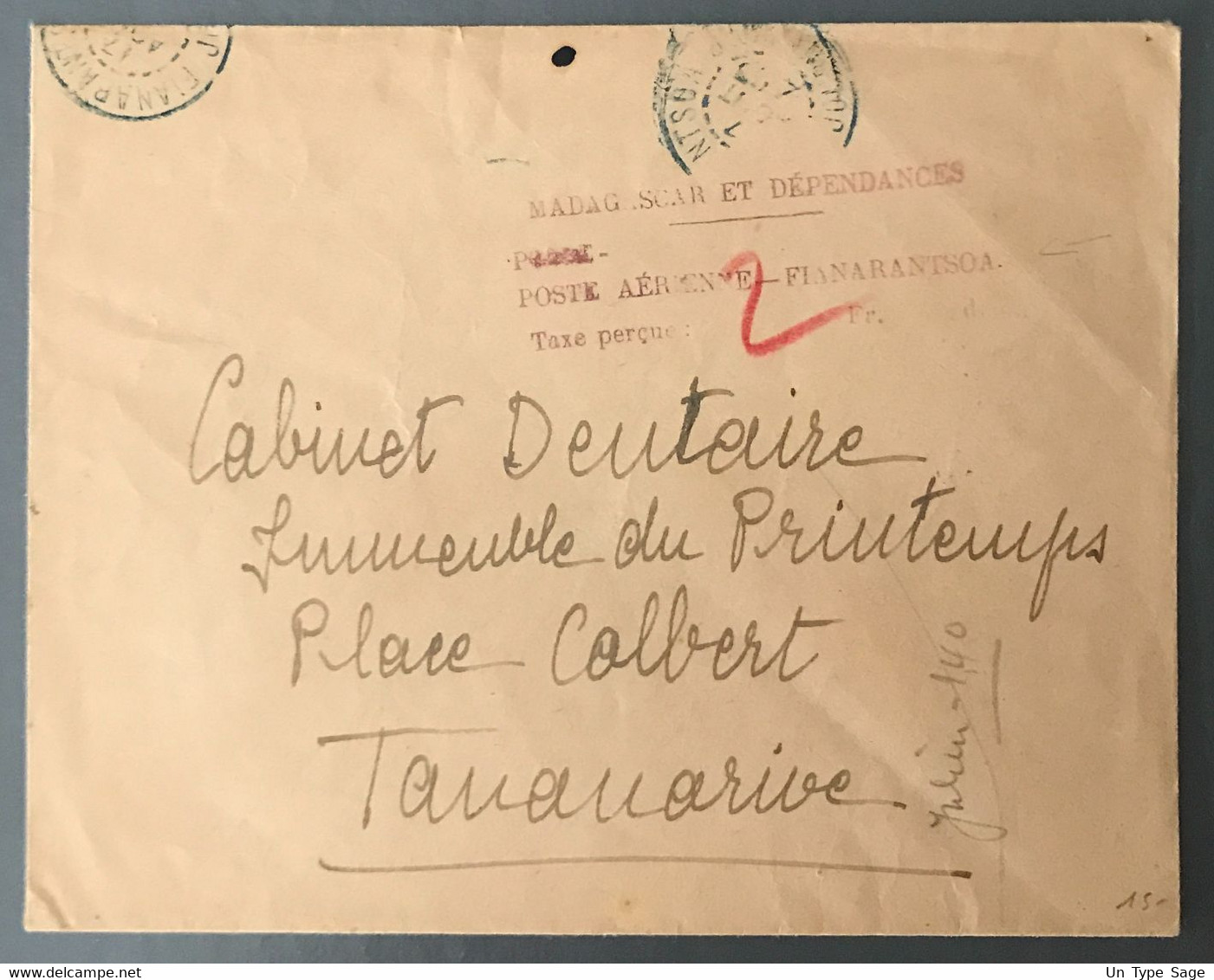 Madagascar Sur Enveloppe Affranchissement En Numéraire + TAD FIANARANTSOA 7.8.1945 - (B3014) - Covers & Documents