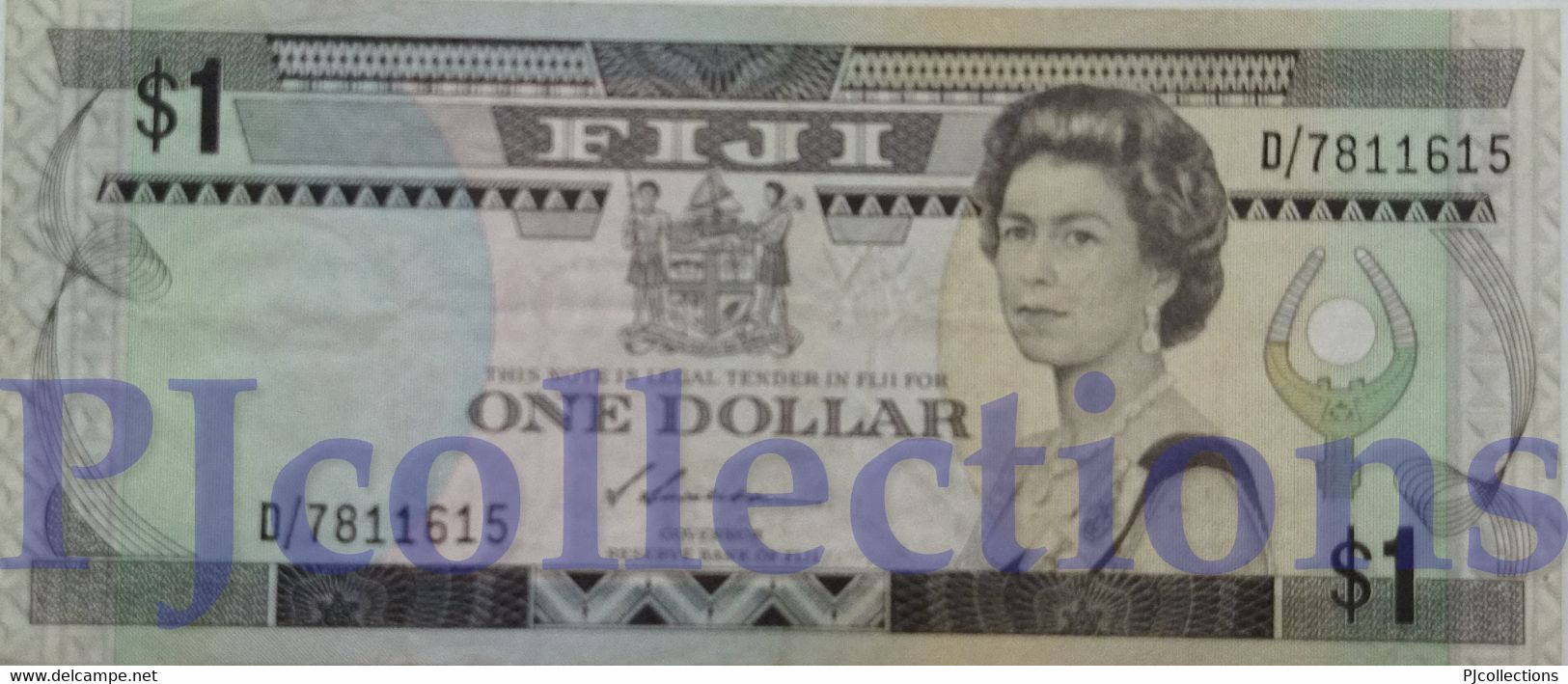 FIJI 1 DOLLAR 1987 PICK 86a VF+ W/HOLES - Fiji