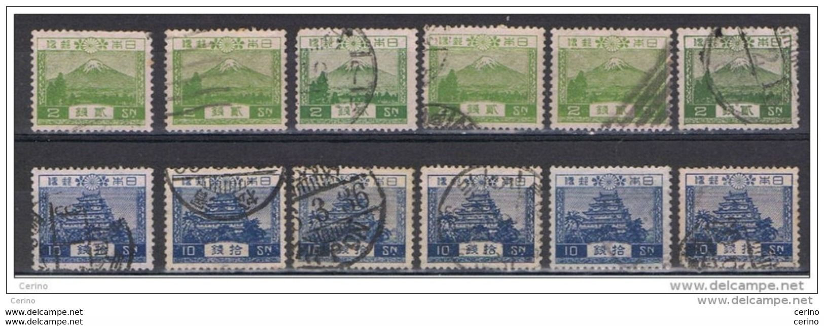 JAPAN:  1926  ORDINARY  SERIES  -  2  USED  STAMPS  -  REP.  6  EXEMPLARY  -  YV/TELL. 191 + 193 - Gebraucht