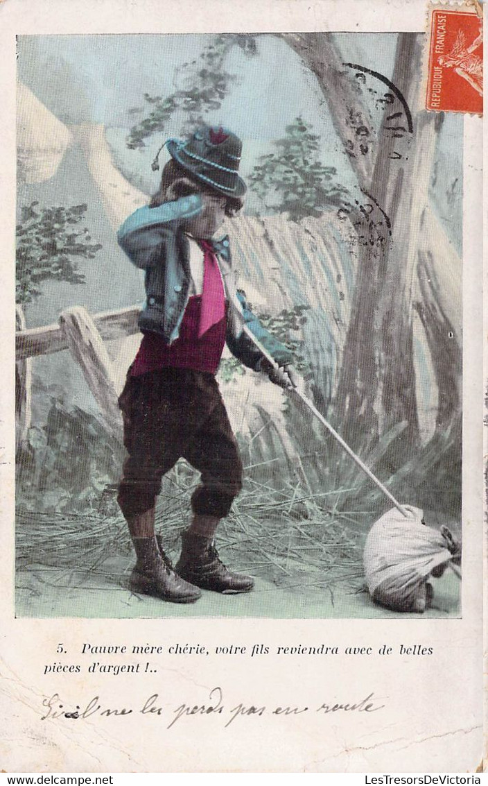 CPA - ENFANT - Un Garçon Costumé Porte Un Baluchon Rempli D'argent - 1908 - Taferelen En Landschappen